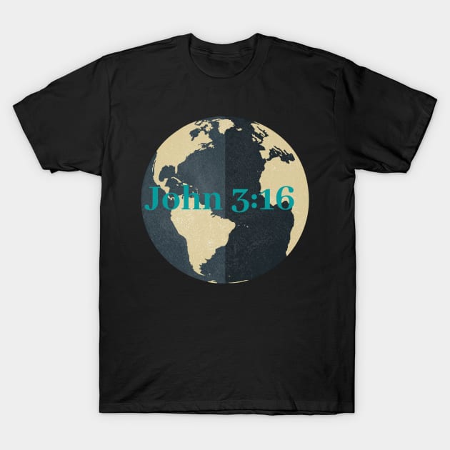 john 3:16 world logo T-Shirt by Lindseysdesigns